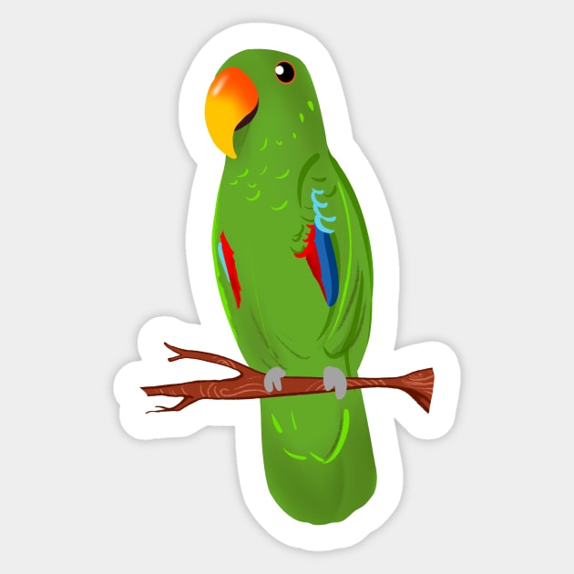 Ekkie Cute green Eclectus Parrot for parrot lovers Sticker by SusanaDesigns